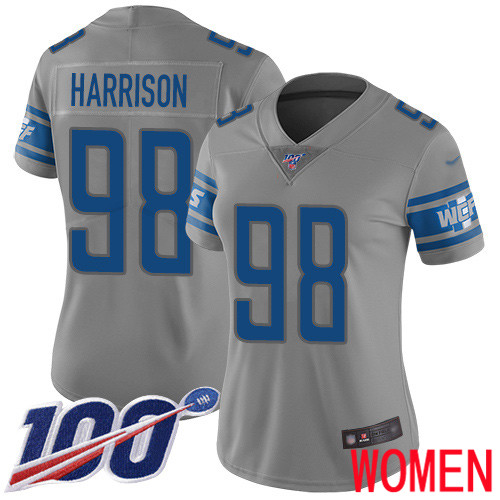 Detroit Lions Limited Gray Women Damon Harrison Jersey NFL Football #98 100th Season Inverted Legend